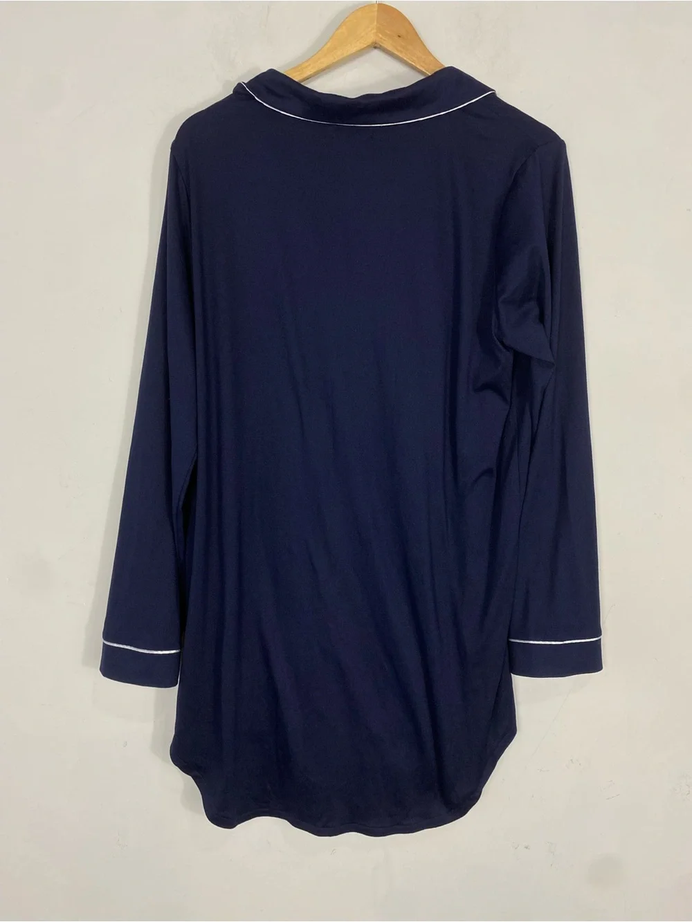NINE WEST long-sleeve button-down XL pajama gown top navy blue